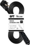 8 ft Black Extension Cord with 3 Outlets, 16AWG Flat Plug, 3 Prong Grounded Power Cable for Home, Office