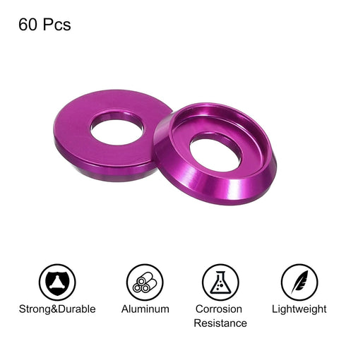 MECCANIXITY M4 Cone Cup Countersunk Washers, Aluminum Gaskets for RC/FPV/PC/Drone Accessories, Pack of 60