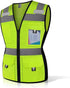 Women's Reflective Vest, Hi Vis Neon Safety Vest with 11 Pockets, Zipper, ANSI Compliant (U-Yellow, S)