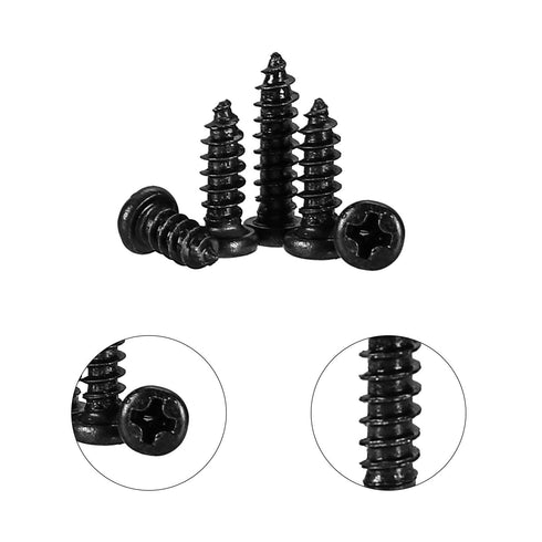 750 Pcs Small/Micro/Tiny/Mini Self-Tapping Screws - M1.7-M3 Phillips Pan Head, Cross Recessed, Carbon Steel (Black)