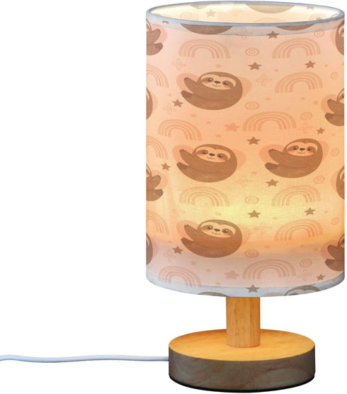 ALAZA Cute Kawaii Sloth Bedside Table Lamp with USB Port for Bedroom Nightstand Lamps Night Light Linen Fabric Shade