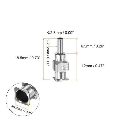 10pcs 12Gauge Stainless Steel Dispensing Needles, 1/4" All Metal Glue Needle Tube Blunt Tips Luer Lock for Thick Liquids, Ink, Glue, Lab Use
