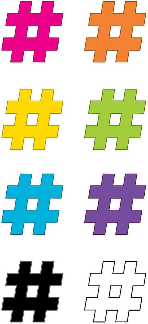 Fun Express 4" Hashtag Bulletin Board Accents, 48 Pieces for Educational Activities for Kids