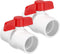 2PCS 2" PVC Ball Valve, SCH40 Slip PVC Water Pipe Valve with Easy Turn Red T-Handle for Swimming Pool & Irrigation