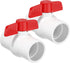 2PCS 2" PVC Ball Valve, SCH40 Slip PVC Water Pipe Valve with Easy Turn Red T-Handle for Swimming Pool & Irrigation