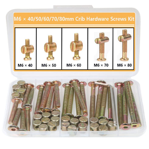 Tsurpcao Crib Screws Hardware Replacement Kit -25 Set M6x40mm/50mm/60mm/70mm/80mm Hex Drive Socket Cap