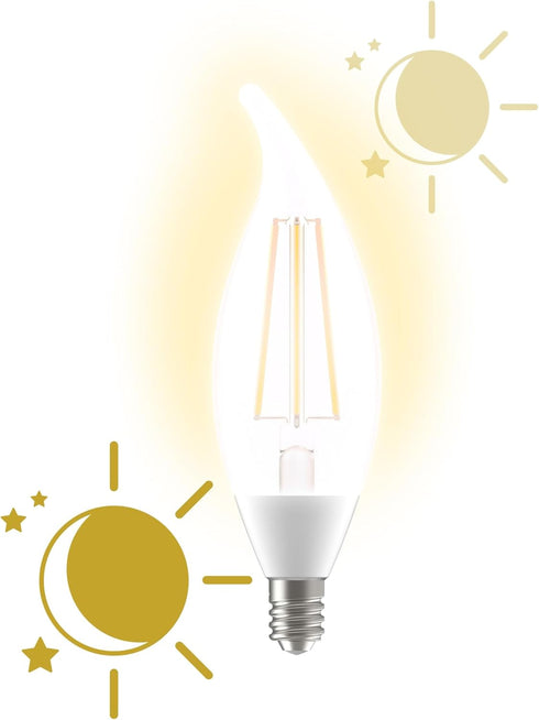 Bulbs, E12 (2 Pack) GE LED+ Dusk to Dawn LED Light Automatic On/Off Outdoor Security Lights, Soft White, Candelabra
