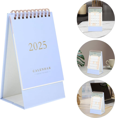 DOITOOL Small Academic Desk Calendar Standing Desktop Organizer with Manual Date Change Decorative Table Calendar