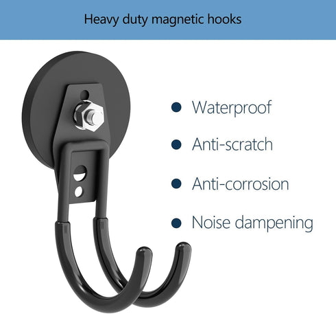 Heavy Duty Magnetic Hooks, Super Strong Garage Magnet Hooks for Indoor & Outdoor Hanging (4 Pack)