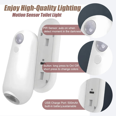 2 Pack 2026 Toilet Night Light Motion Sensor Activated, Rechargeable RGB Toilet Bowl Light, Birthday Gifts for Women