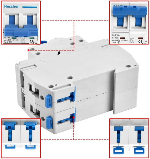 Miniature Circuit Breaker HSB6C 16Amp Current 2 Pole Type C 6kA Breaking Capacity Din Rail Mounting