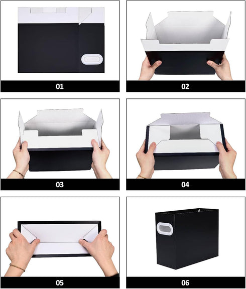 XiePiPi Paper Collapsible File Box - Cardboard Hanging File Folders Organizer for Letter Size, Portable with Handles,
