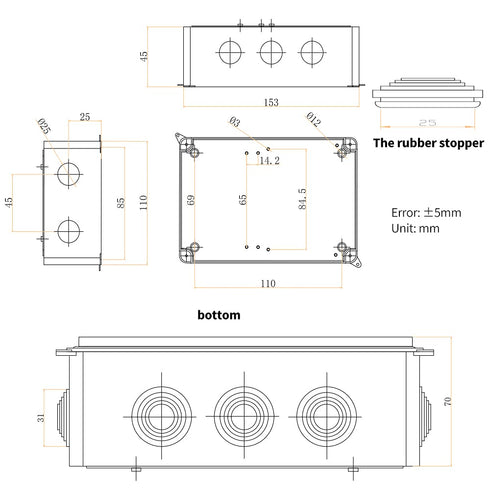 MAKERELE IP65 Watertight Electrical Box Plastic Waterproof Dustproof Universal Electrical Project Enclosure White 5.9 4.3 2.8 inch(150 110 70mm)