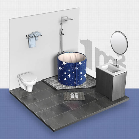 BDL Portable Bathtub, Foldable Adult Japanese Soaking Bath Tub, BDL Freestanding Ice and Hot tubs with Thermal Foam