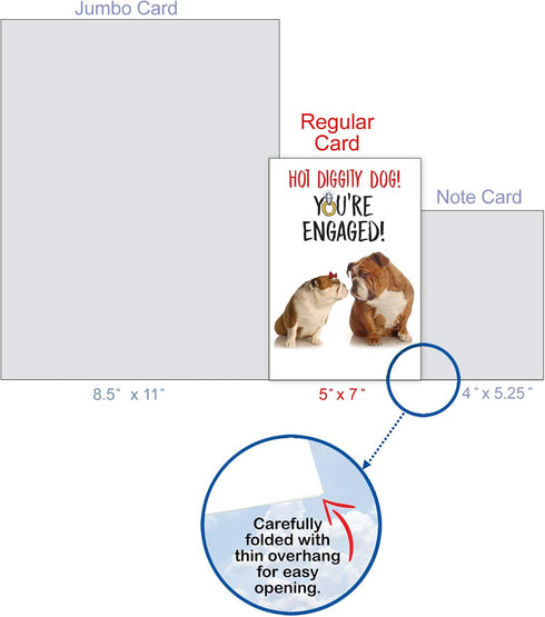 NobleWorks Funny Bulldog Engagement Greeting Card - Love Pet Animal Wedding Congratulations with Envelope (1 Card)