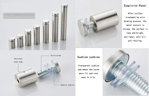 RuoFeng Stainless Steel Wall Mount Glass Standoff Holder 12 Pcs (19x20mm) with Screw Nails Advertising