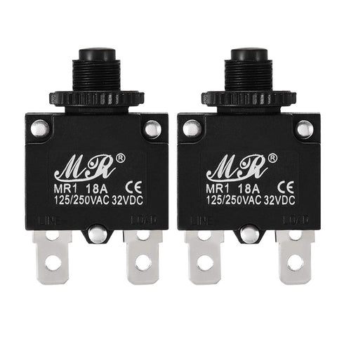 uxcell 2Pcs Thermal Overload Protector AC 125/250V 18A Push Button Reset Circuit Breaker