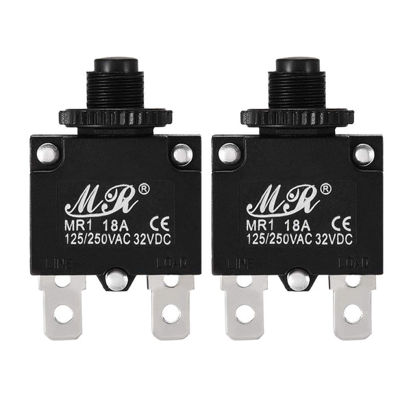uxcell 2Pcs Thermal Overload Protector AC 125/250V 18A Push Button Reset Circuit Breaker