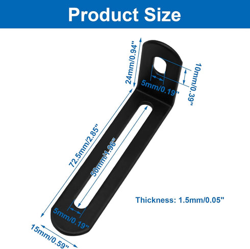 verkelly 10 0.94"x2.85"x0.59" Pcs Adjustable L Shape Corner Brackets, Metal Right Angle Braces Black Support Brackets