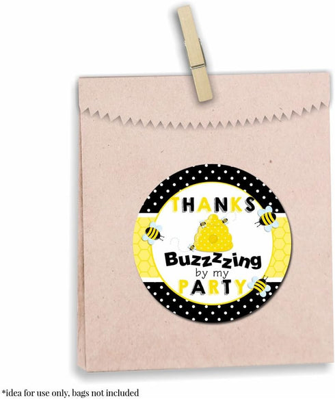 Bumble Bee Birthday Party Thank You Sticker Labels - 40 2" Party Circle Stickers by AmandaCreation for Party Favors,