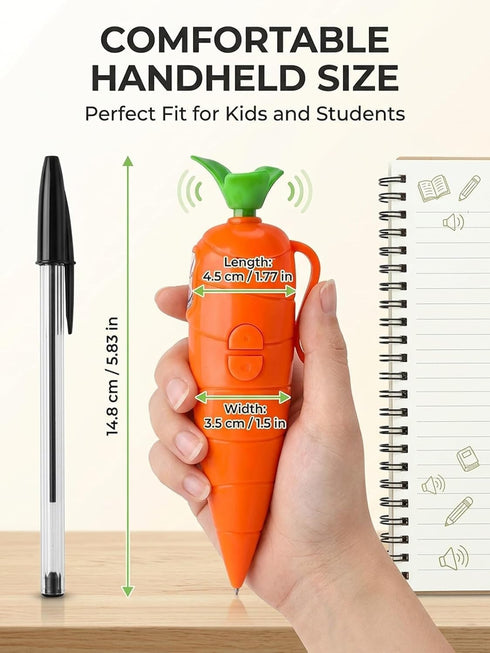 Snugeasy 60-Second (1PCS) Carrot Recorder Pen, Voice Recording Pen for Kids, Smooth-Writing Ballpoint Pens, Learning