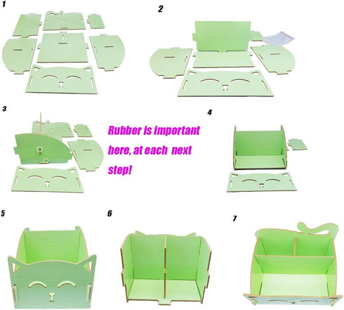 DIY Cat Storage Artwork, Green Cosmetic Collection Pen Pencil Holder Organizer for Desk