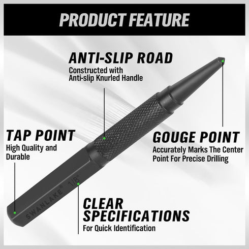SWANLAKE 4-Piece Nail Setter and Center Punch Set.