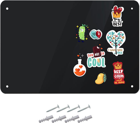 Houseables Magnetic Board, Black Memo Display Panel, 17.5" Wide x 12" High for Wall, Refrigerator, Writing