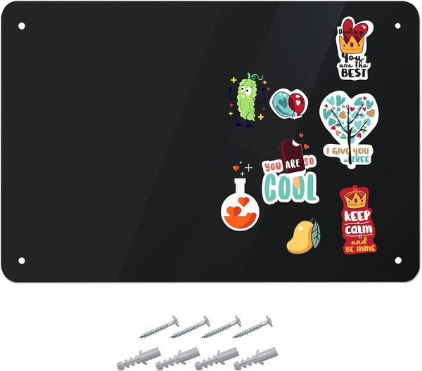 Houseables Magnetic Board, Black Memo Display Panel, 17.5" Wide x 12" High for Wall, Refrigerator, Writing