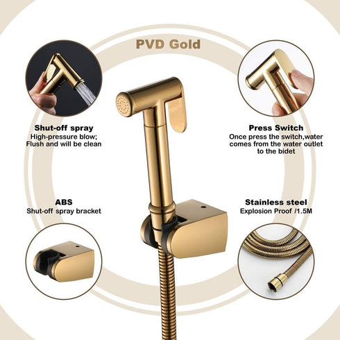FINLIX Set Bidet Sprayer with Single Cold Water Brass Portable Cloth Diaper Washer Shower Sprayer Wall Mounted Bathroom