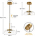 LBSQJ 6000K (8.85 1 Pack) Clear Glass Pendant Lights Kitchen Island Modern LED Pendant Light Fixtures Gold Finish