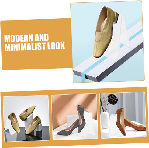 SHINEOFI 8pcs Acrylic Shoe Display Stands Small A-shape Sneaker Shelf Organizer for Retail Store High Heels Sandals