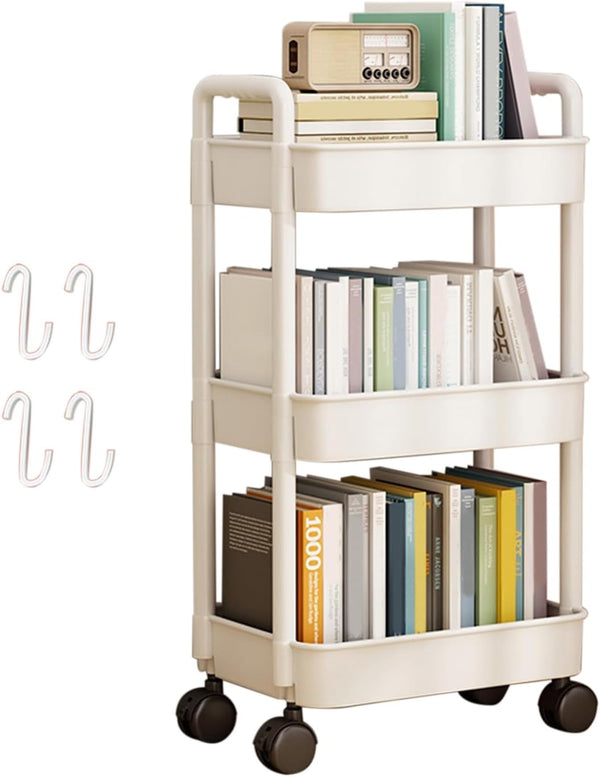 Makamsui Rolling Cart Organizer, Multifunction Kitchen Storage Organizer, Mobile Shelving Unit Utility Rolling