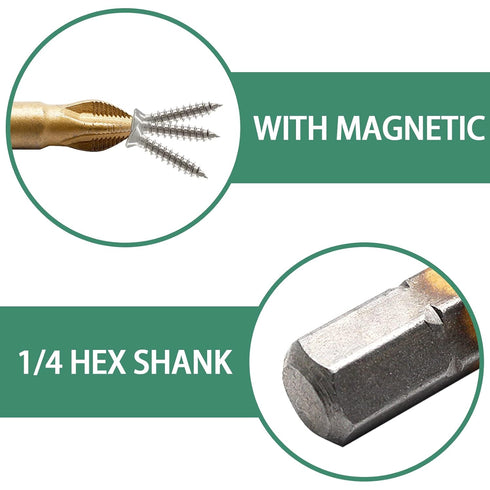 10Pcs PH2 Anti Slip Screwdriver Bit Set, 1/4 Inch Hex 25mm Length Titanium Magnetic Drill Bits for Electric Screwdriver