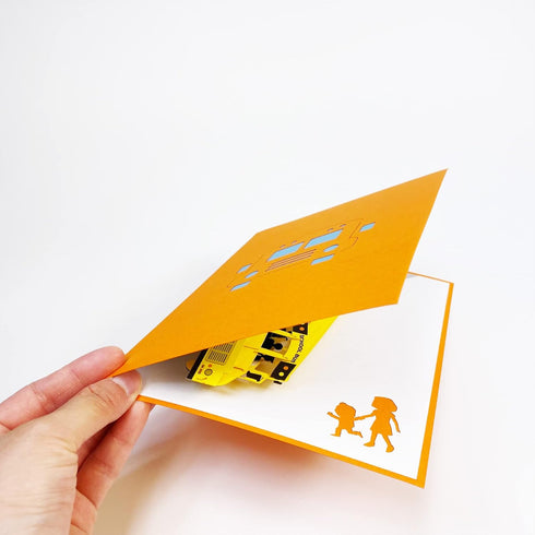 Pop Up School Bus Card - 3D Greeting Card for Happy Birthday, Congratulations, New School Year Gift