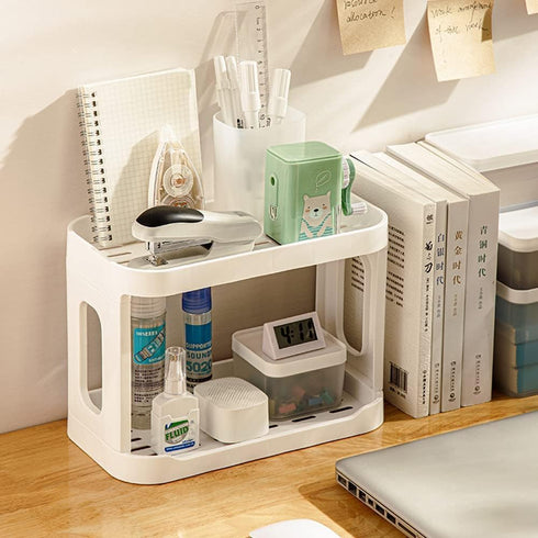 kaileyouxiangongsi 2PCS Kitchen Spice Rack or Bathroom Countertop Organizer, 2-Tier Desk Organizers, White