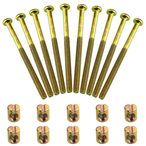 TOVOT 10 Set M6 x 90MM Crib Screws with Nuts Crib Bolts Replacement