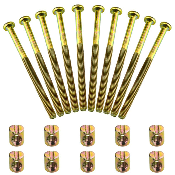 TOVOT 10 Set M6 x 90MM Crib Screws with Nuts Crib Bolts Replacement