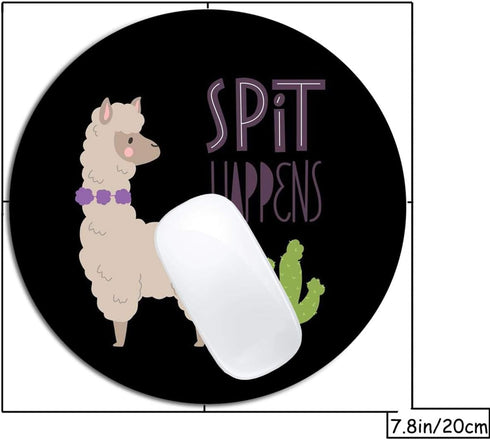 Cute Llamas Alpaca with Cactus Mouse Pad, Round Non-Slip Rubber Mousepad for Laptop Office Decor