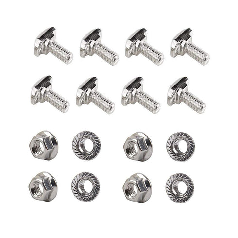 8pcs M8 x 20mm Hammer Head Bolt T Screw & Hexagon Flange Nuts Set, Carbon Steel for 4040 Series