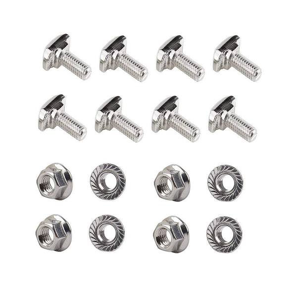 8pcs M8 x 20mm Hammer Head Bolt T Screw & Hexagon Flange Nuts Set, Carbon Steel for 4040 Series