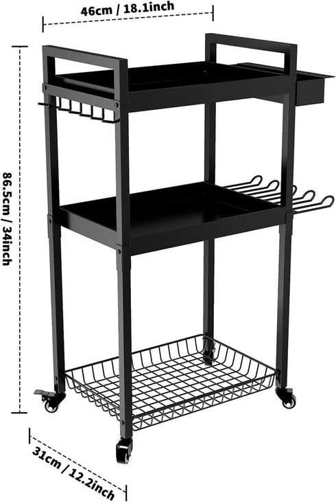 Kripyery 3 Layers Power Tool Organizer Cart for Dad, Heavy Duty Drill Holder Rolling Tool Cart with Wheel, Garage Tools