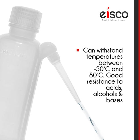 EISCO 125ml Wash Bottle - Polyethylene Translucent Unbreakable with Screw Cap for Liquid Dispensing
