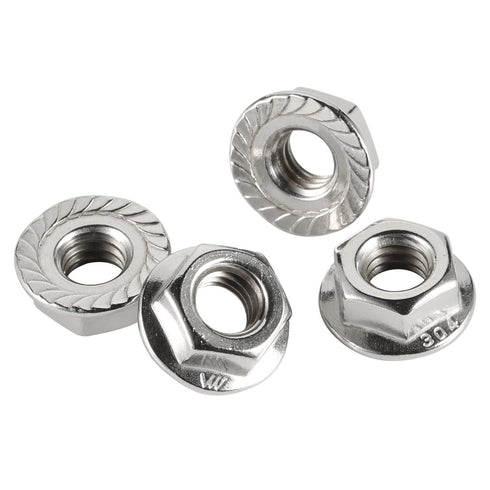 5/16-18 Serrated Flange Nut Hex Lock Nuts, Stainless Steel 304, Bright Finish, Quantity of 40