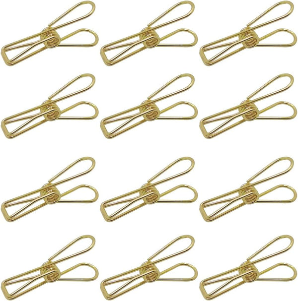 Rurili 50 Pcs Metal Wire Hollow Out Multi-Purpose Utility Clips, Small Paper Clips, Clothespins for Office School Home