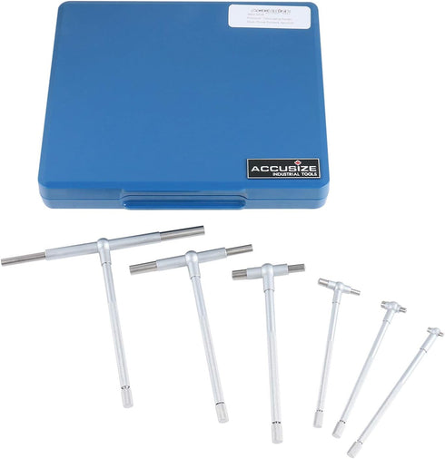 Accusize Industrial Tools Premium 5/16'' - 6", 6ps/Set Telescoping Gage Set, Satin Chrome Finished
