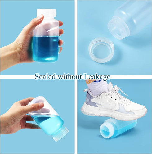 Tatuo 24 Pcs Sample Bottle Wide Mouth Reagent Bottle 8.4oz with Lids, Translucent Plastic Bottles for Laboratories