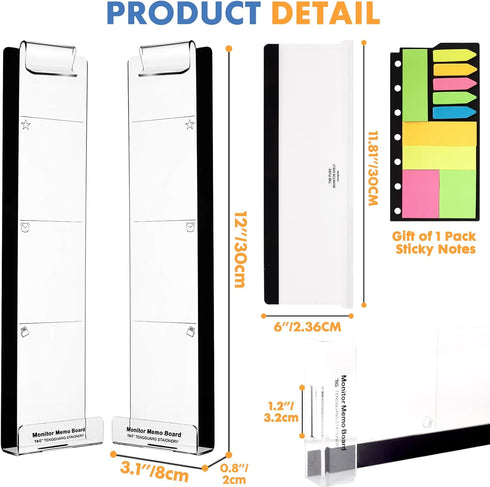 Barelove Computer Monitor Memo Board, Set of 3 Transparent Acrylic Screen Message Pad and Phone Holders
