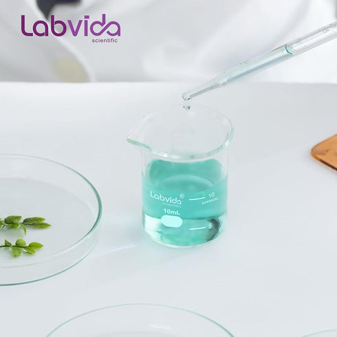 Upgrated 10ml Beaker Set, 12pcs Low Form Glass Beakers, 3.3 Boro with Printed Graduation