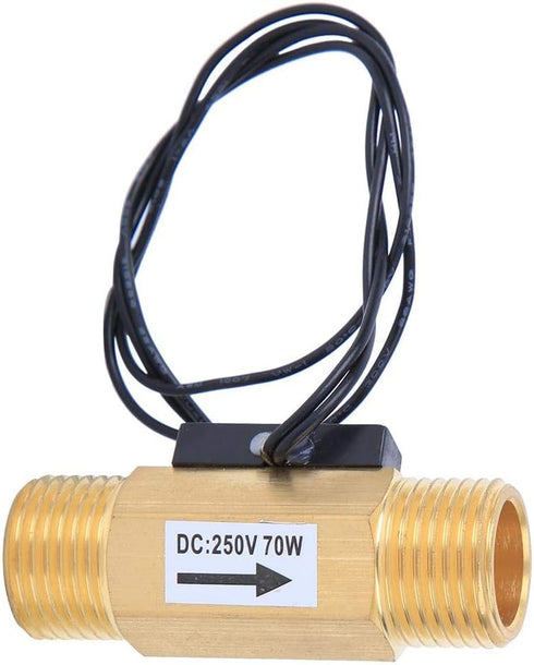 YWBL-WH Water Flow Hall Effect Sensor Switch with 1/2-inch Interface for Electromagnetic Flowmeter Brass Accessory